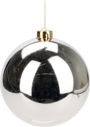XMAS BALL 14cm Plastic Ornament - Light Gold, Matt/Shiny Silver, Pearl