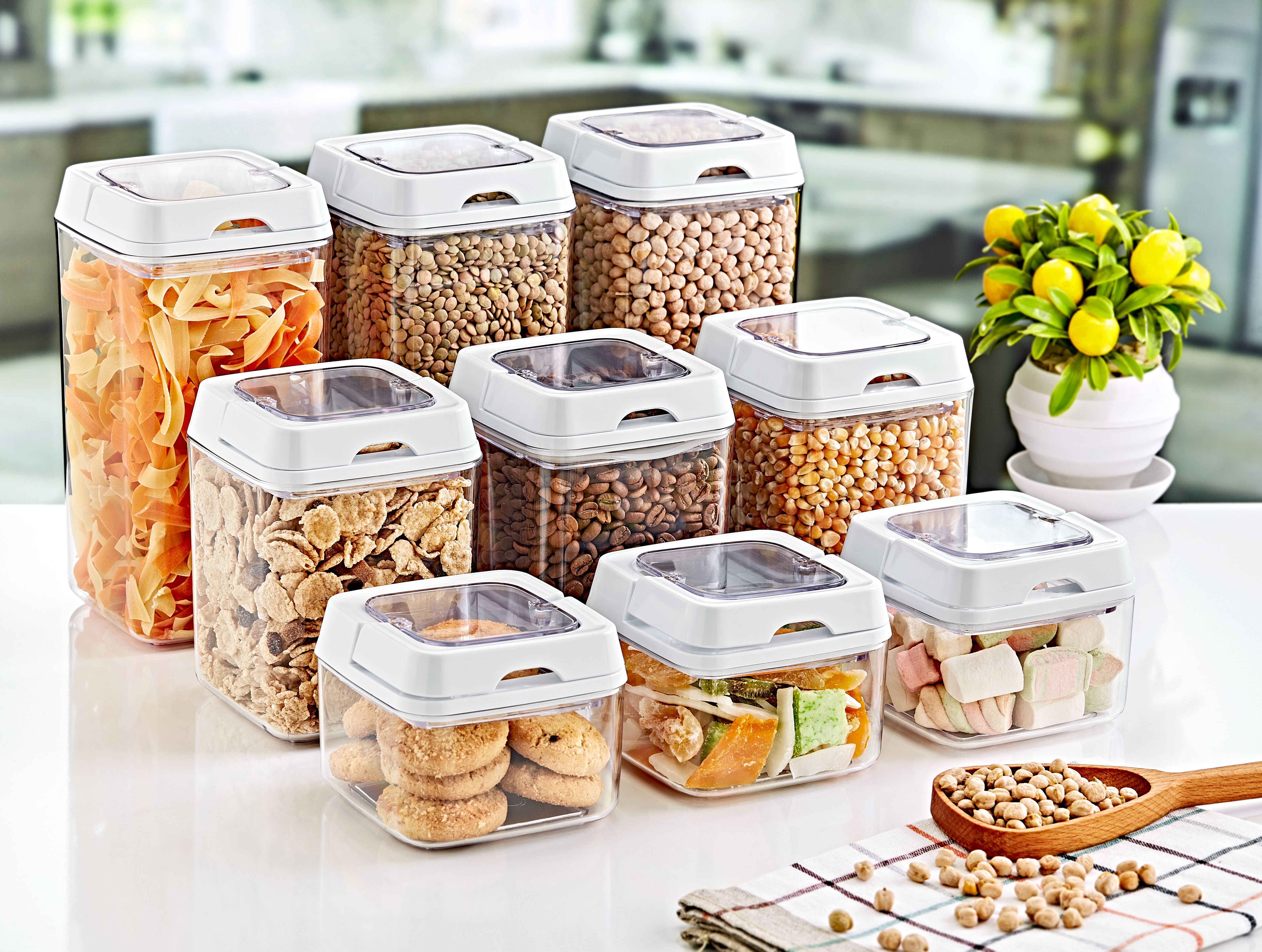 LOCKED ACRYLIC FOOD STORAGE SQUARE - Transparent, 0.5LT