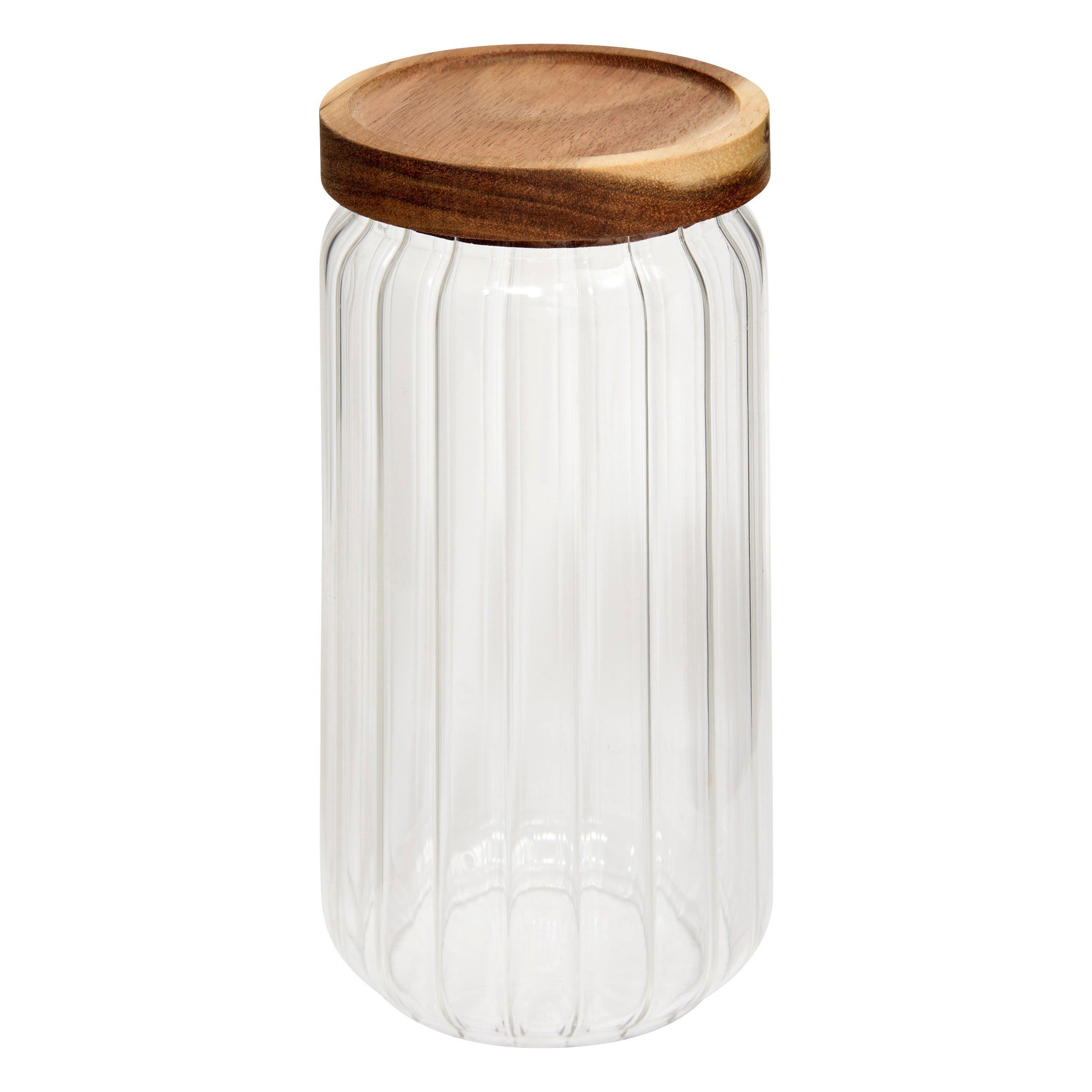 Harmony Glass Jar - Panda Boutique - Ribbed Boro Glass with Acacia Lid (1L/500ml/300ml)