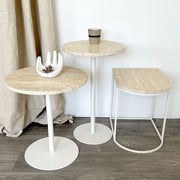 Travertine Infinity Side Table Modern Metal Accent Table