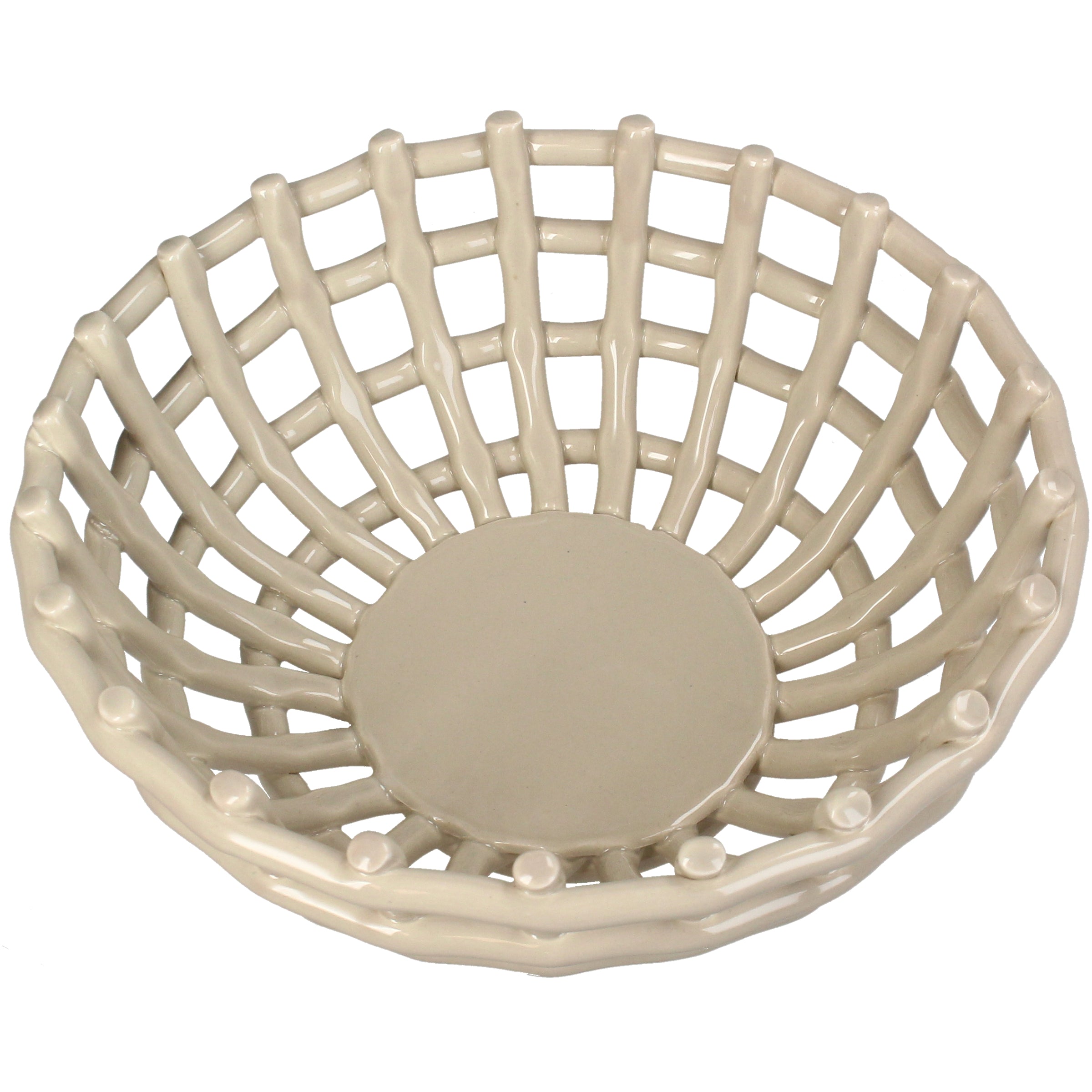 Fruit Basket Dolomite Ceramic Open-Weave 24 x 24 x 10 cm Ivory