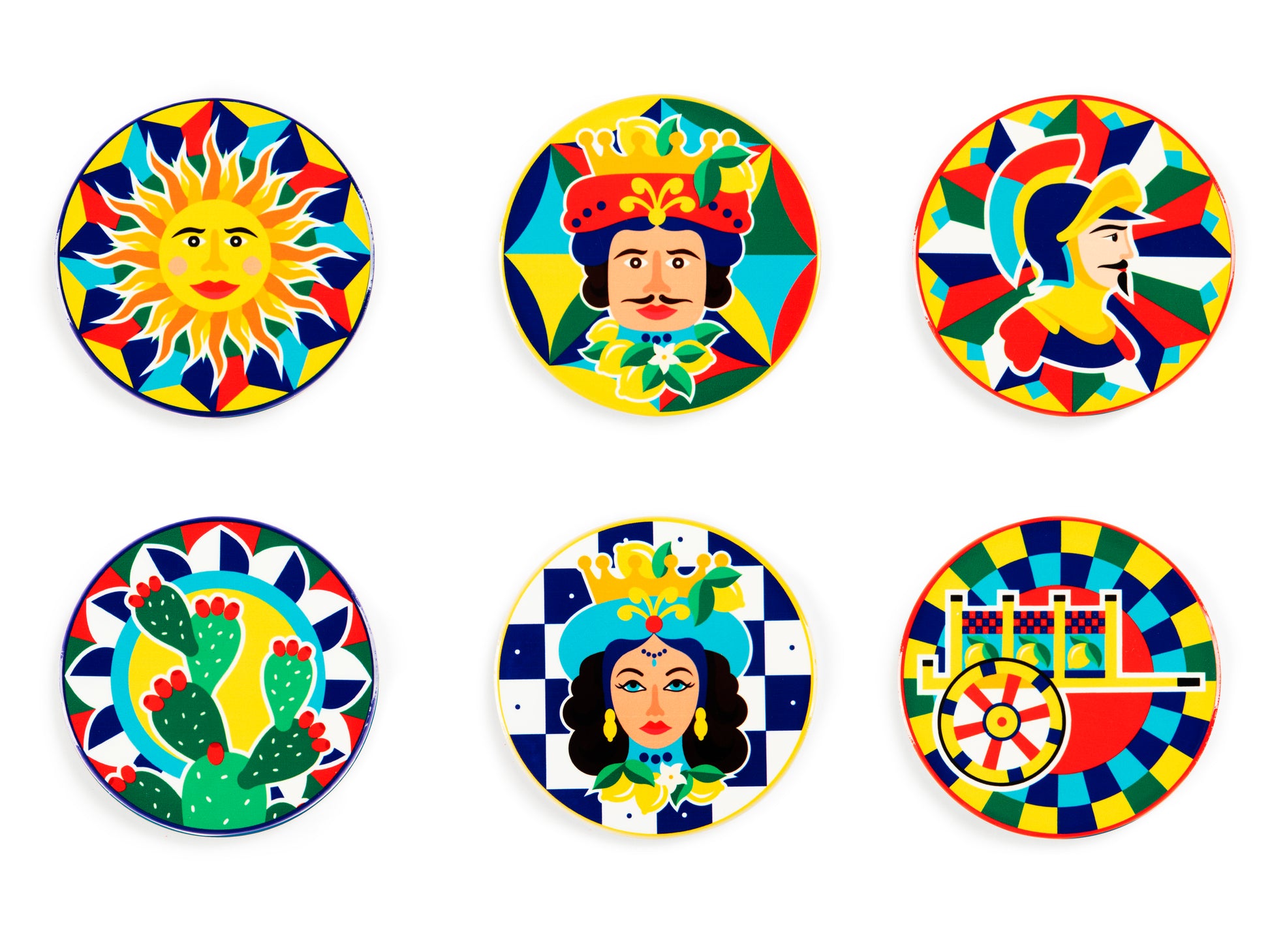 Sicilian Rhapsody Ceramic Coaster Set - 6 pcs, 10.5 cm