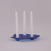 Handmade Blue Glass Candle Holder