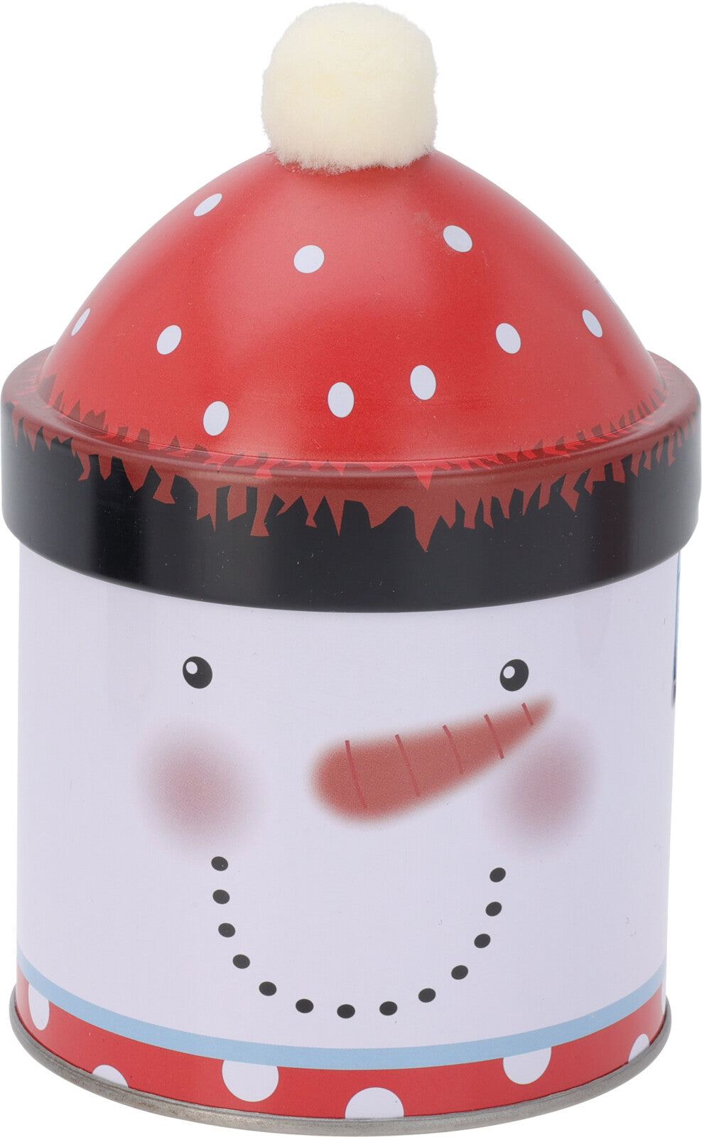 Christmas Storage Tin - 9x14 cm Festive Tin with Pom-Pom, 5 Designs