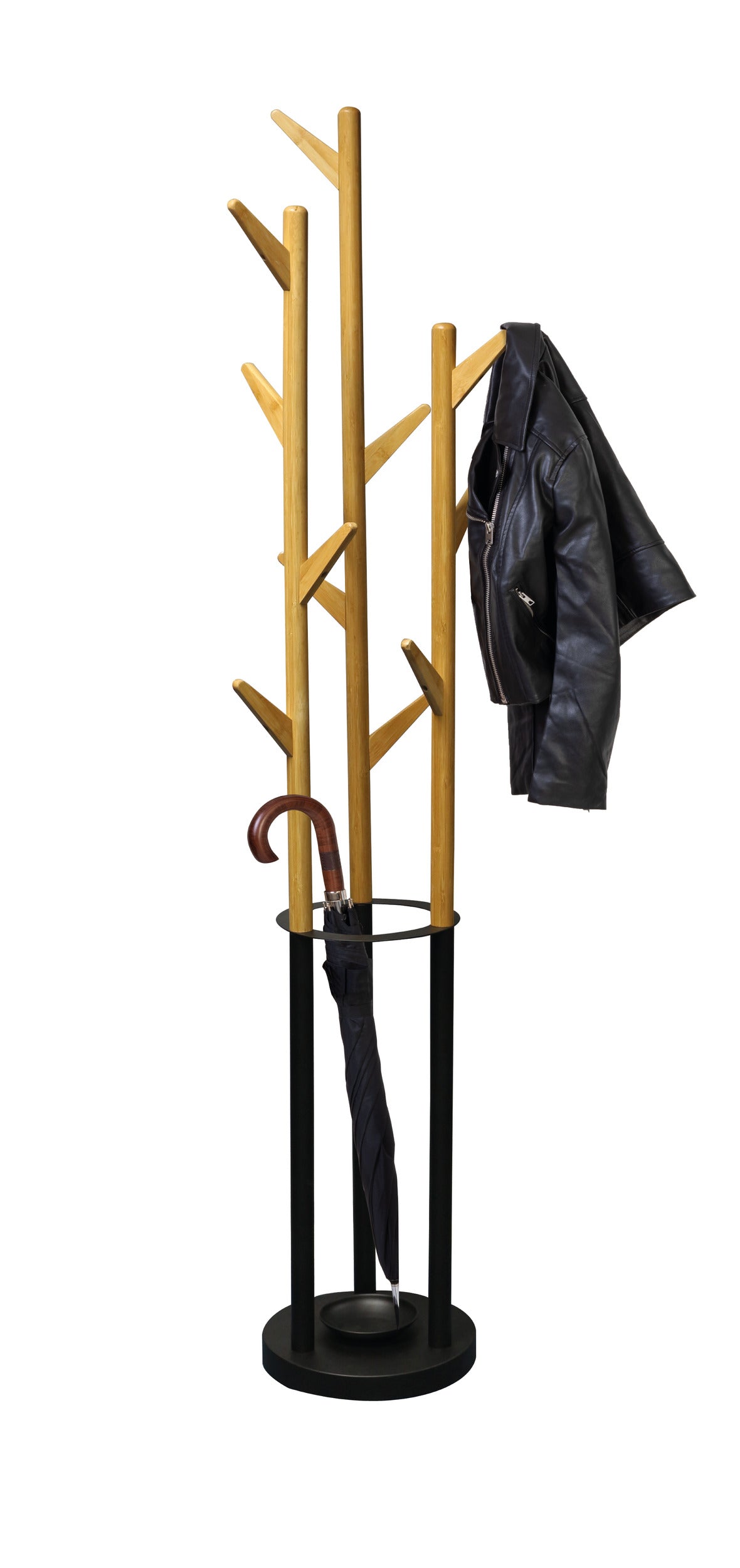 METAL/BAMBOO TREE COAT RACK