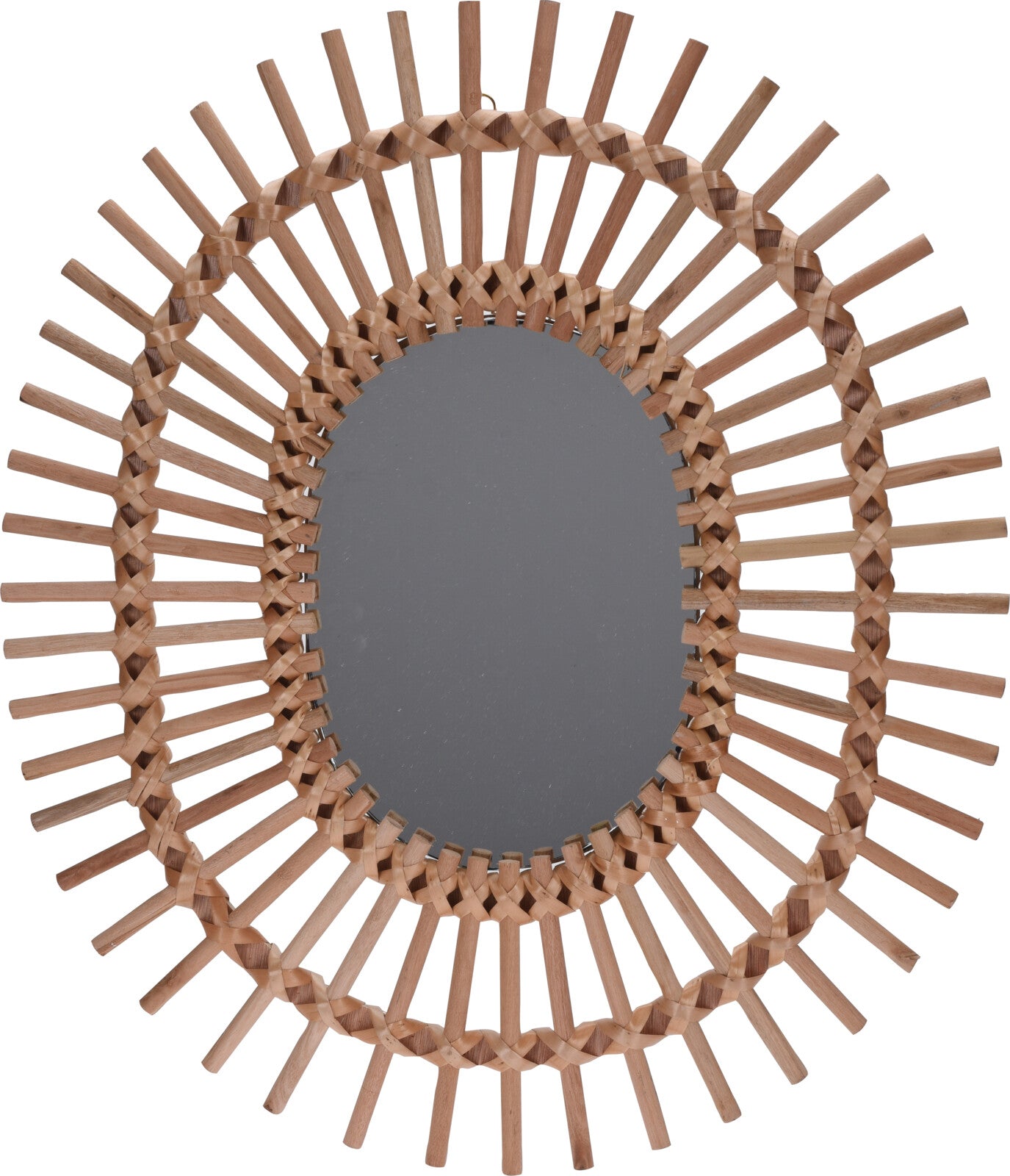 Natural Wood Oval Wall Mirror
