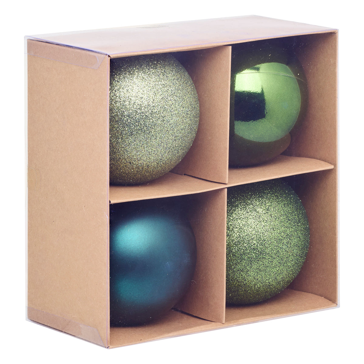 Set of 4 Balls 10 cm - Recycled Polystyrene Christmas Ornaments