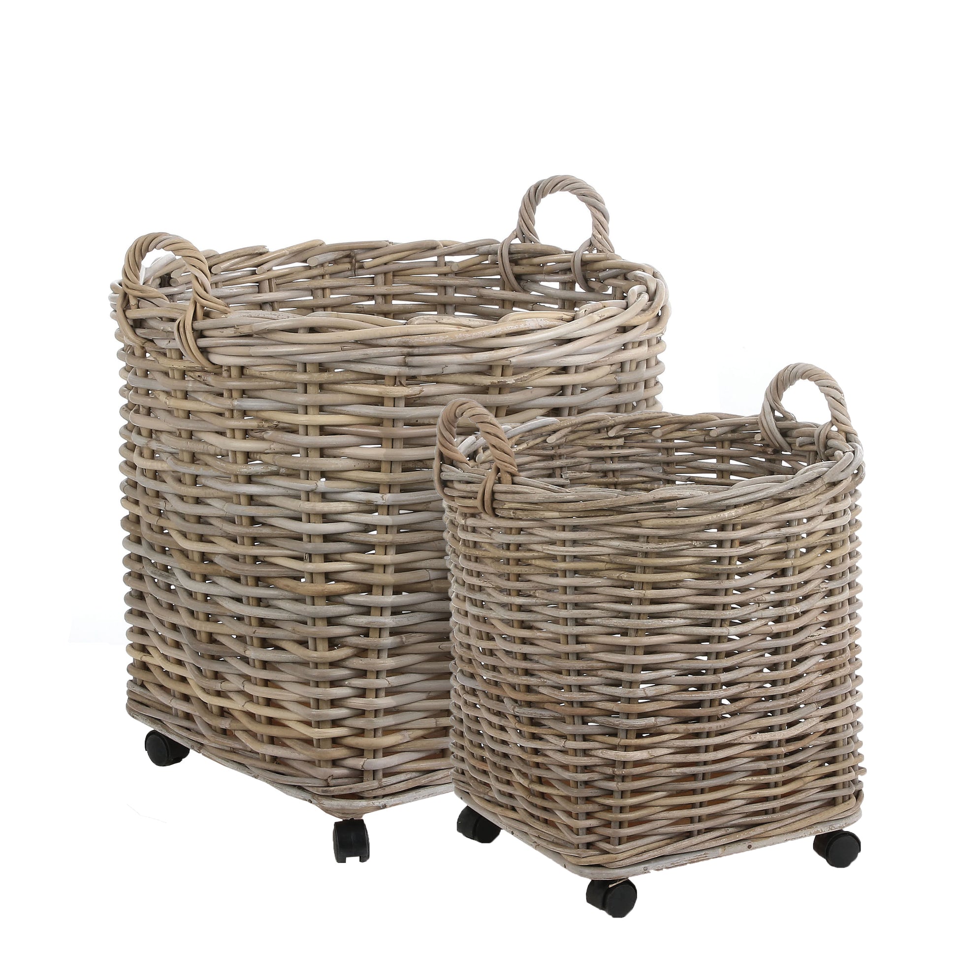 Marcia Round Basket with Wheels for Home and Garden