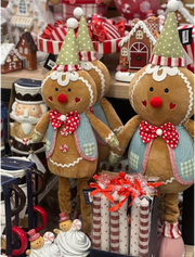 Gingerbread polyester Plush Christmas Decoration with Hat & Bow (Multiple Sizes)