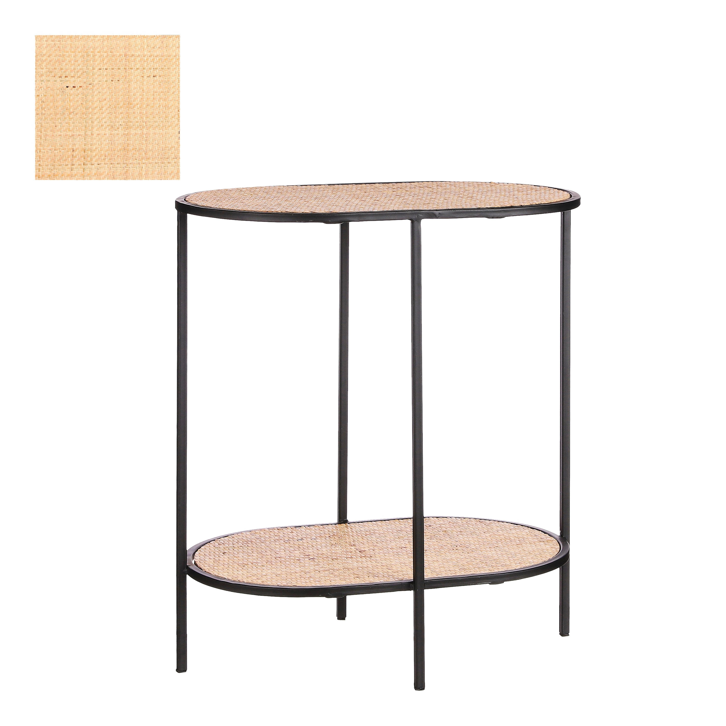 Salto Side Table - Stylish Iron Base with Rattan Top