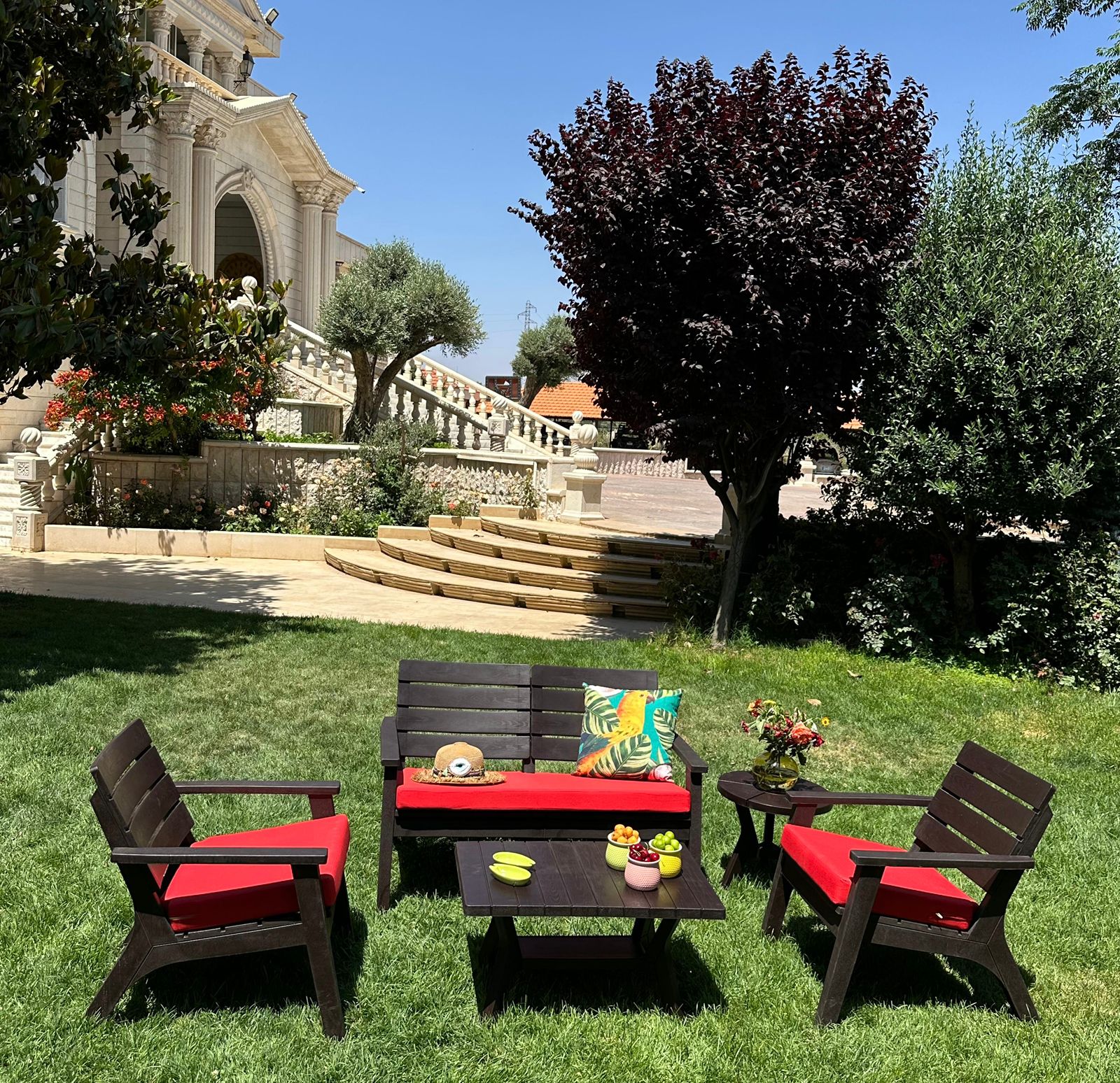 Portofino Set 2 Resin Fiberglass Outdoor Lounge Set, 4-Piece Garden Furniture