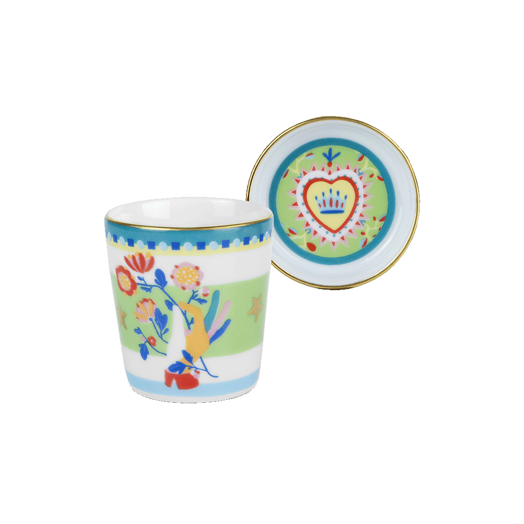ESPRESSO CUP WITH LID/SAUCER FLOWERS