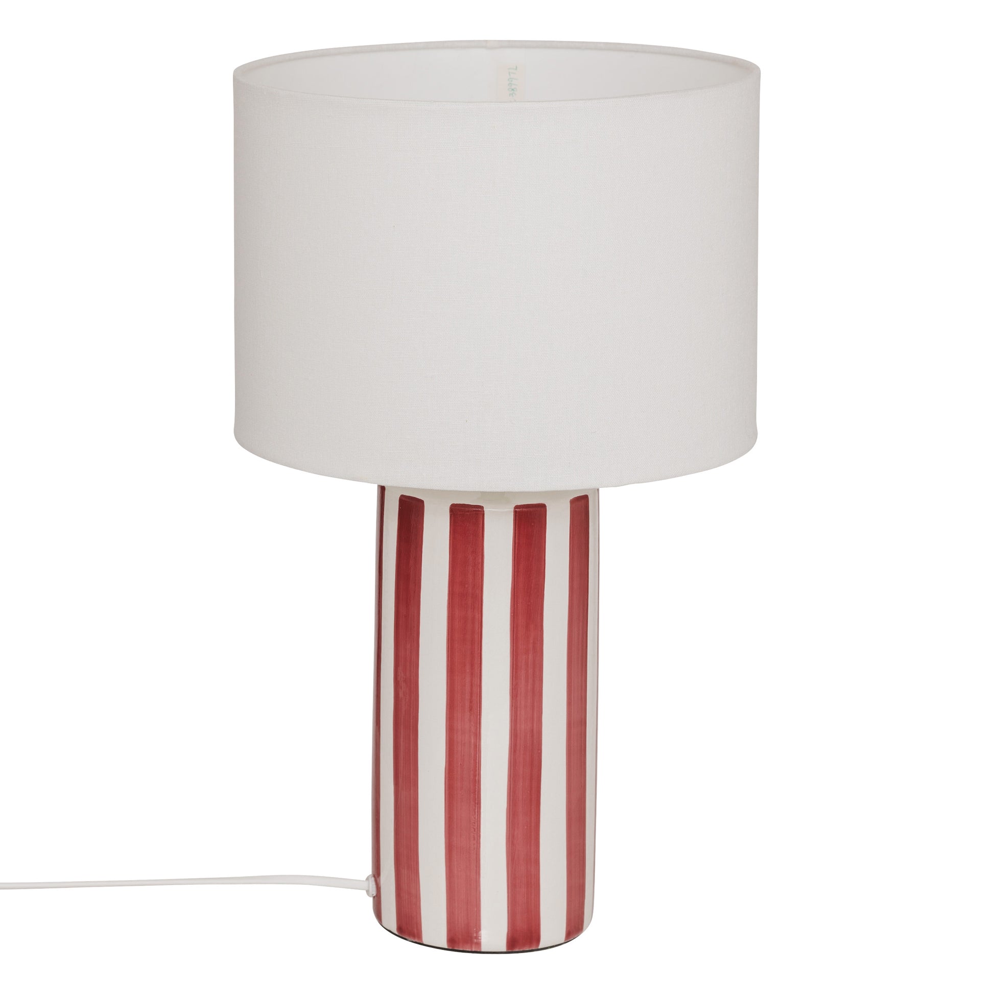 Mains Table Lamp Frida – Ceramic Cylinder Base, Cotton Shade