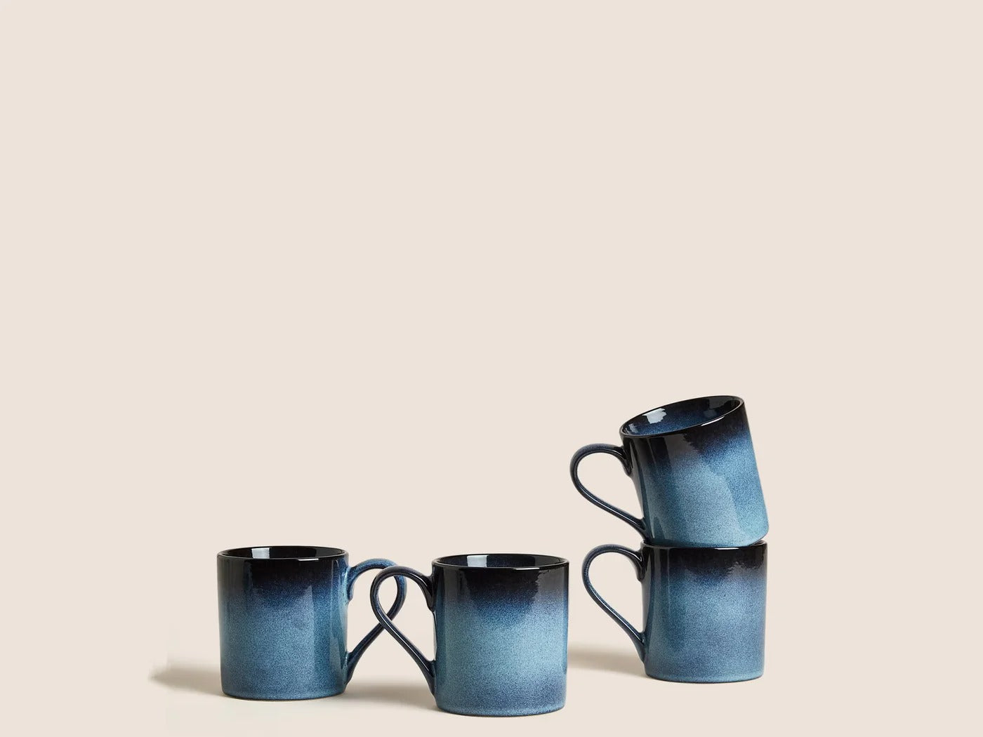 Blue Glazed Stoneware Mug with Speckled Finish