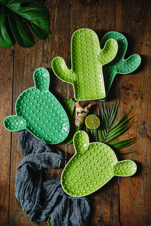 Cactus Plate - Porcelain, 22.5x17.8x2 cm