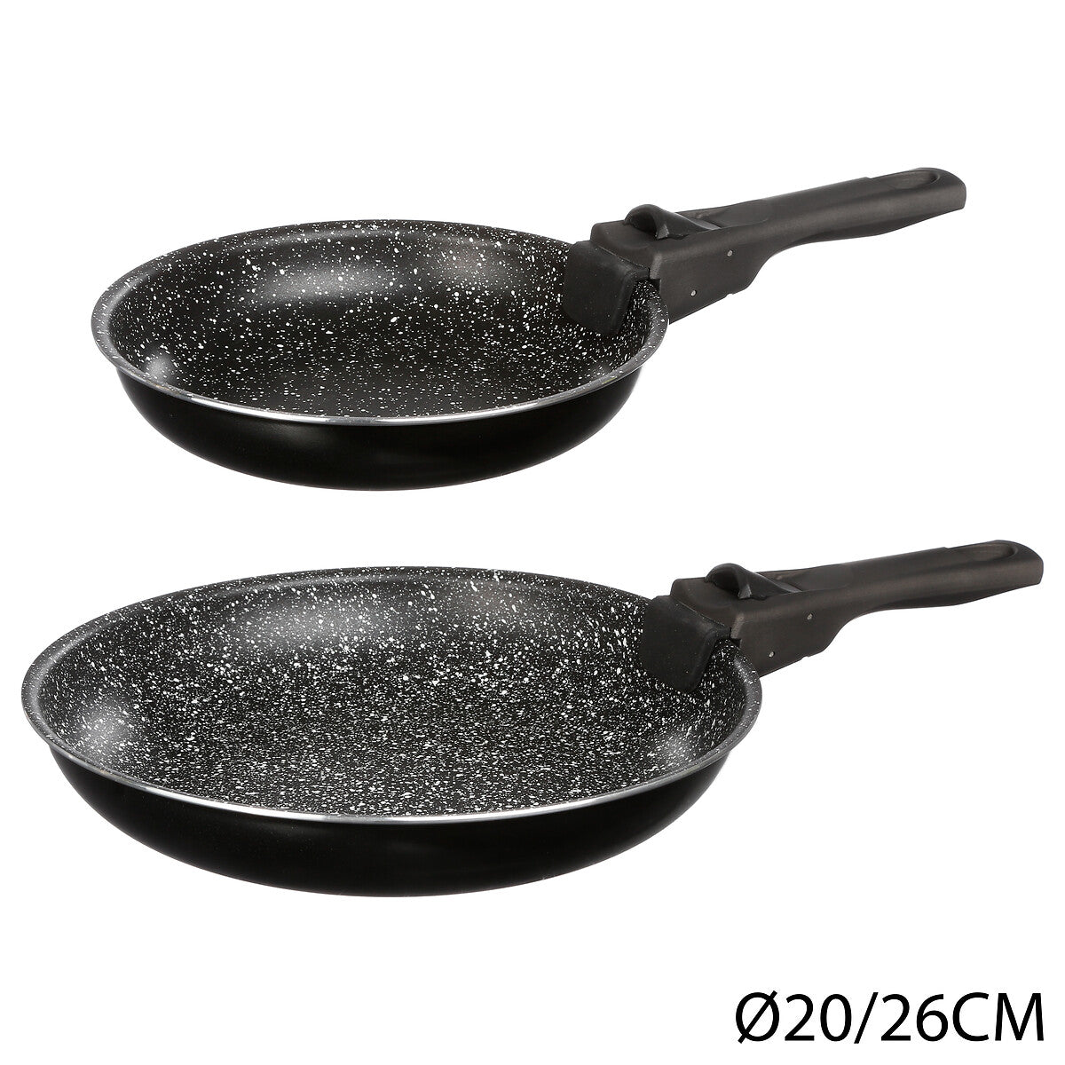 2 Aluminum Frying Pans with Removable Handle