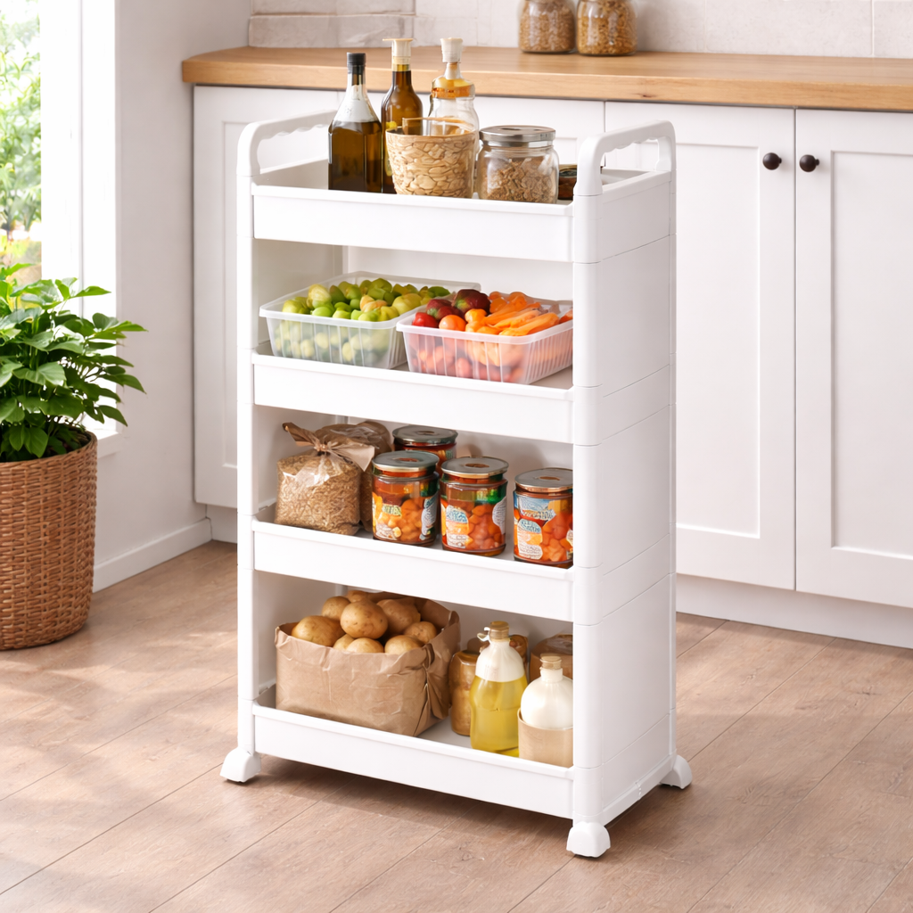 Multi-Use Rolling Storage Trolley Slim Multi-Tier 53x18x93.5 cm