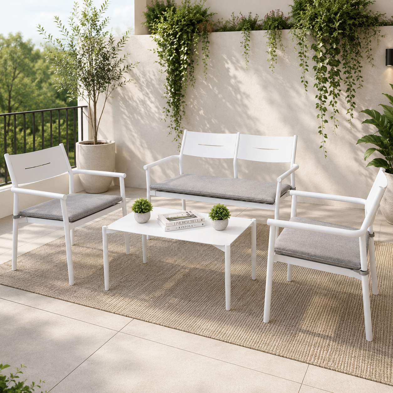 OUTDOOR ALUMINUM SET 2+1+1 WITH TABLE