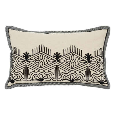 Exotic Panama Embroidered Cushion - Black & White, 50x30 cm