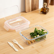 Clipeat 1L Lunch Box with Cutlery - Borosilicate Glass & PP Lid
