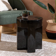 Ceramic Side Table — Round Stoneware Accent Table, D34 x H41 cm