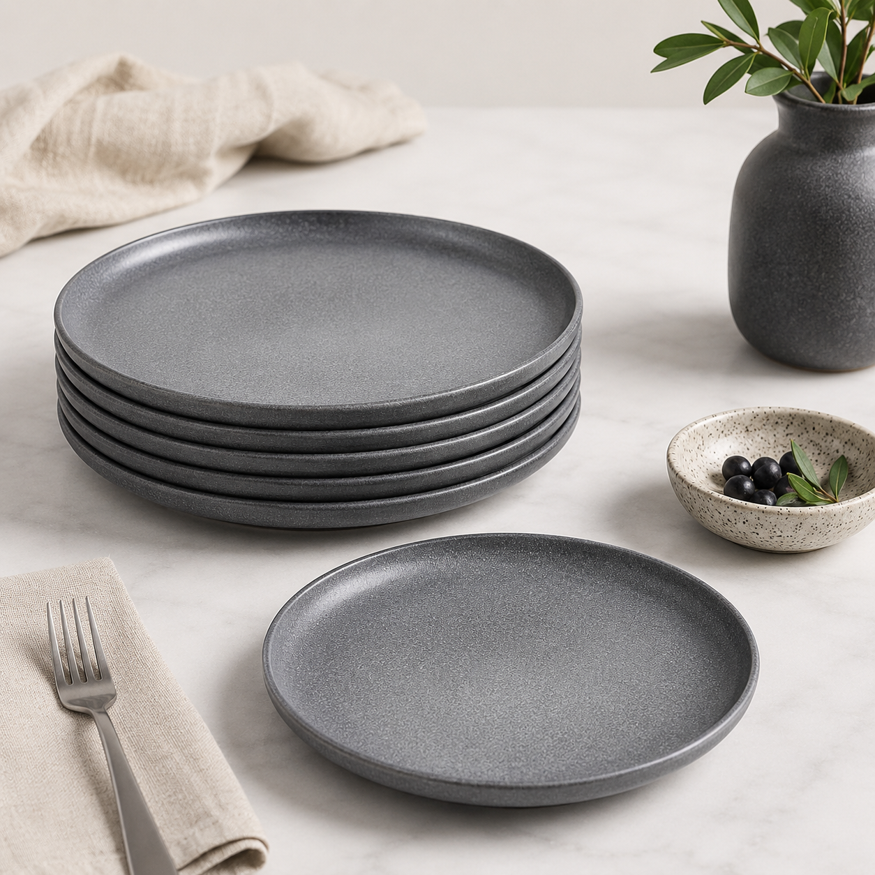 Matt Dark Gray Side Plate 21 cm
