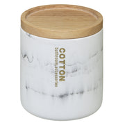 Cotton Jar LEA - Elegant White Resin Container with Bamboo Lid