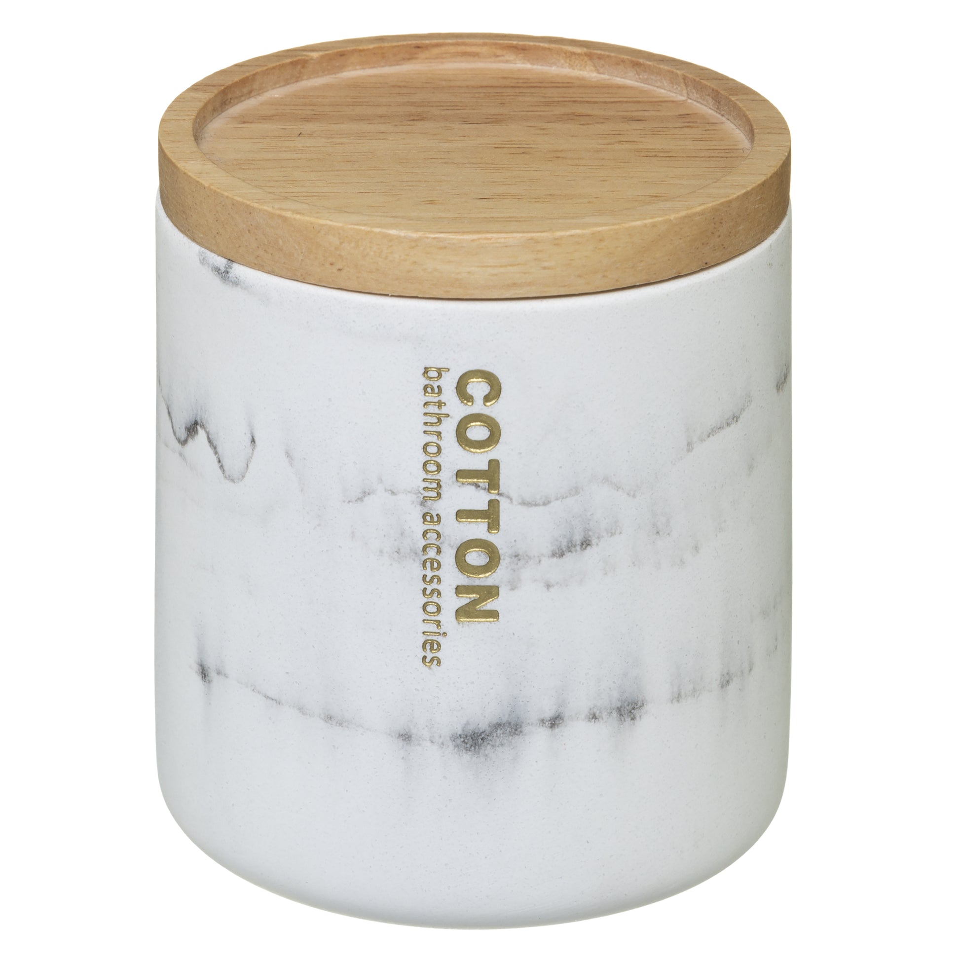 Cotton Jar LEA - Elegant White Resin Container with Bamboo Lid