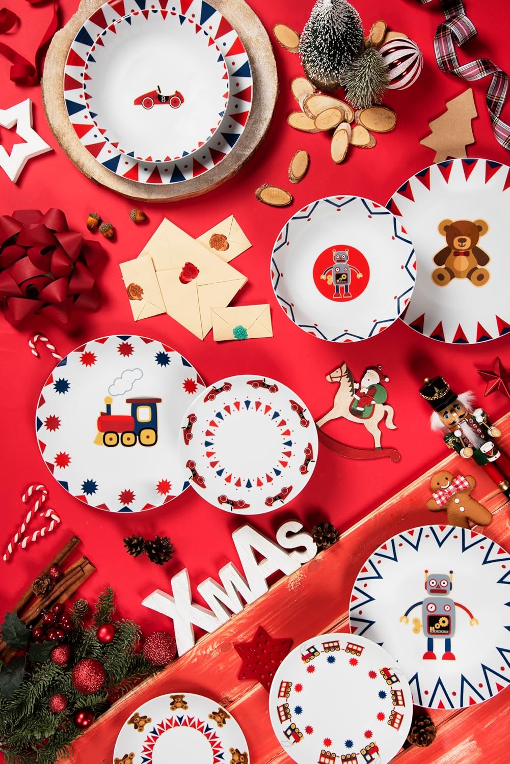 Toy History Dinner Set 12 Porcelain Plates Christmas Toy Motifs