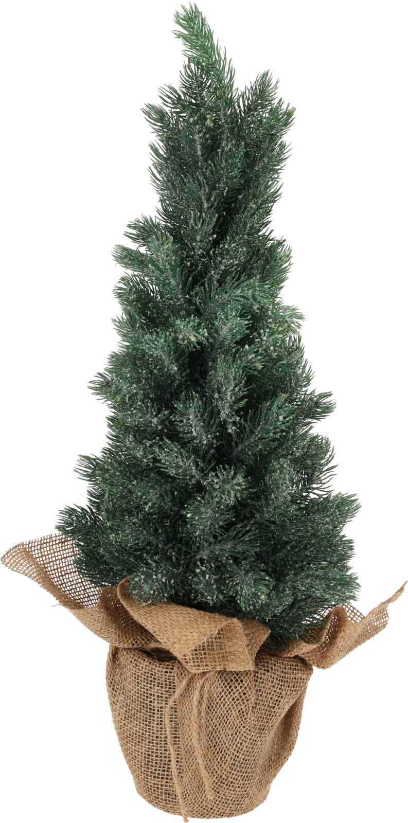 Pine Tree in Burlap Wrapped Pot 25x25x65cm Frosted Tabletop Tree