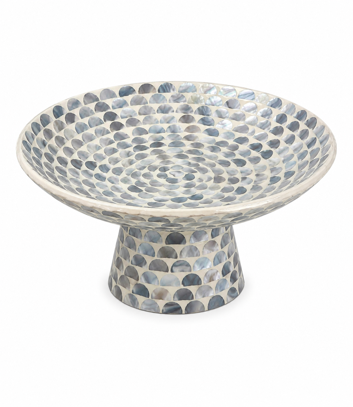 Blue Capiz Bowl with Half Sphere Design – 29 cm