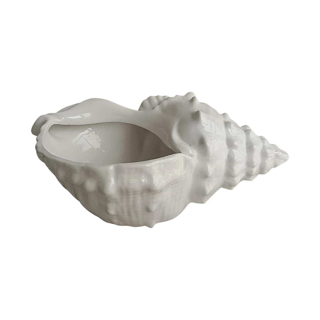 Shell Decoration Bowl White Ceramic Conch Decorative Accent