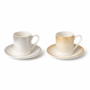 Set of 6 Coffee Cups and Saucers Dots Porcelain