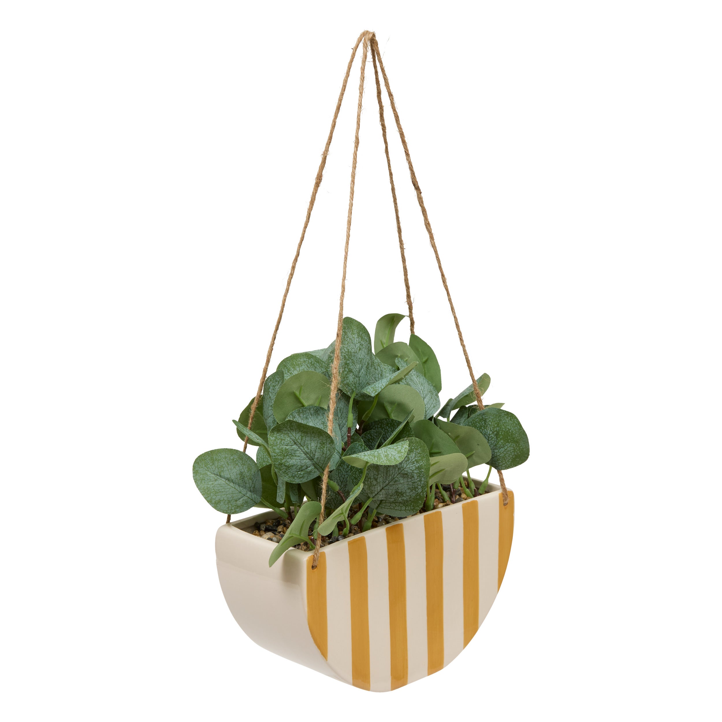 Hanging Artificial Plant "Cheri" - Two-Tone Ceramic Hanging Pot