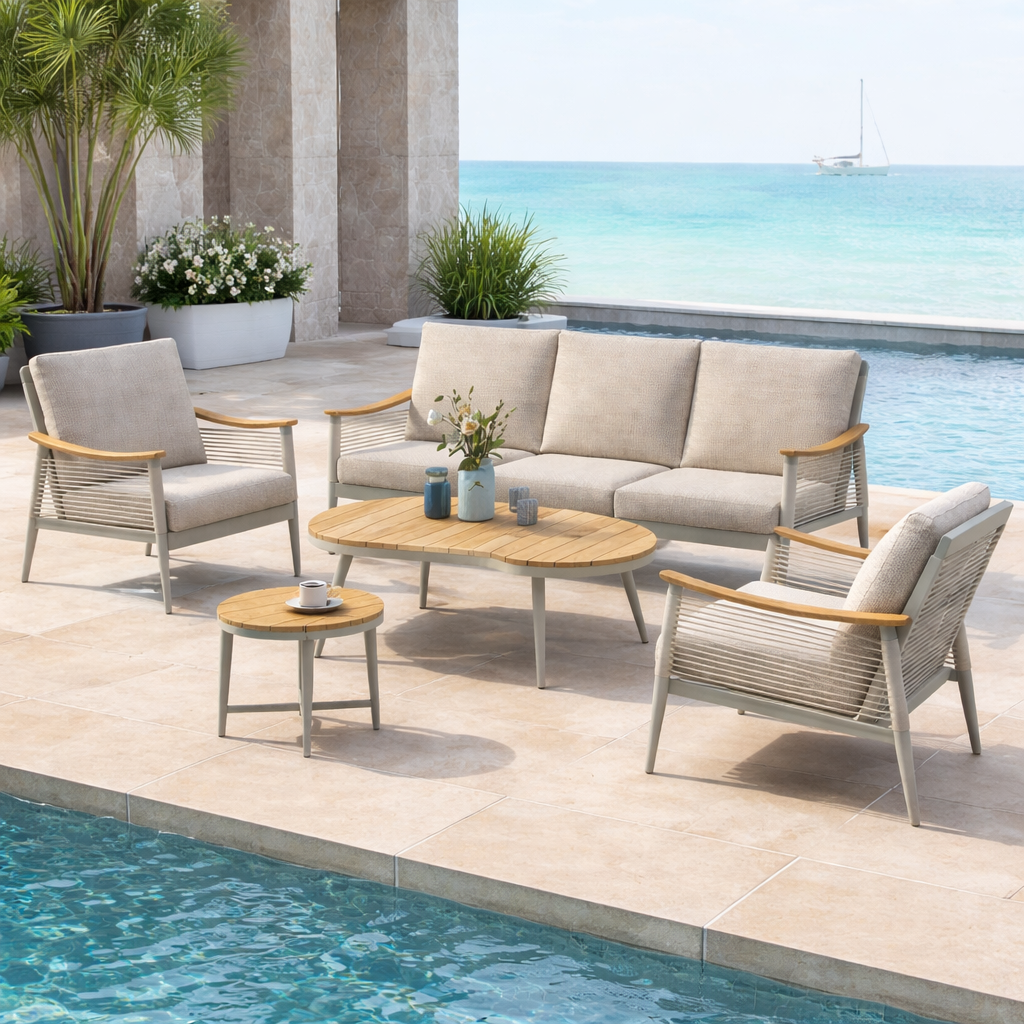 Outdoor Sofa Set 3+1+1 with 2 Tables