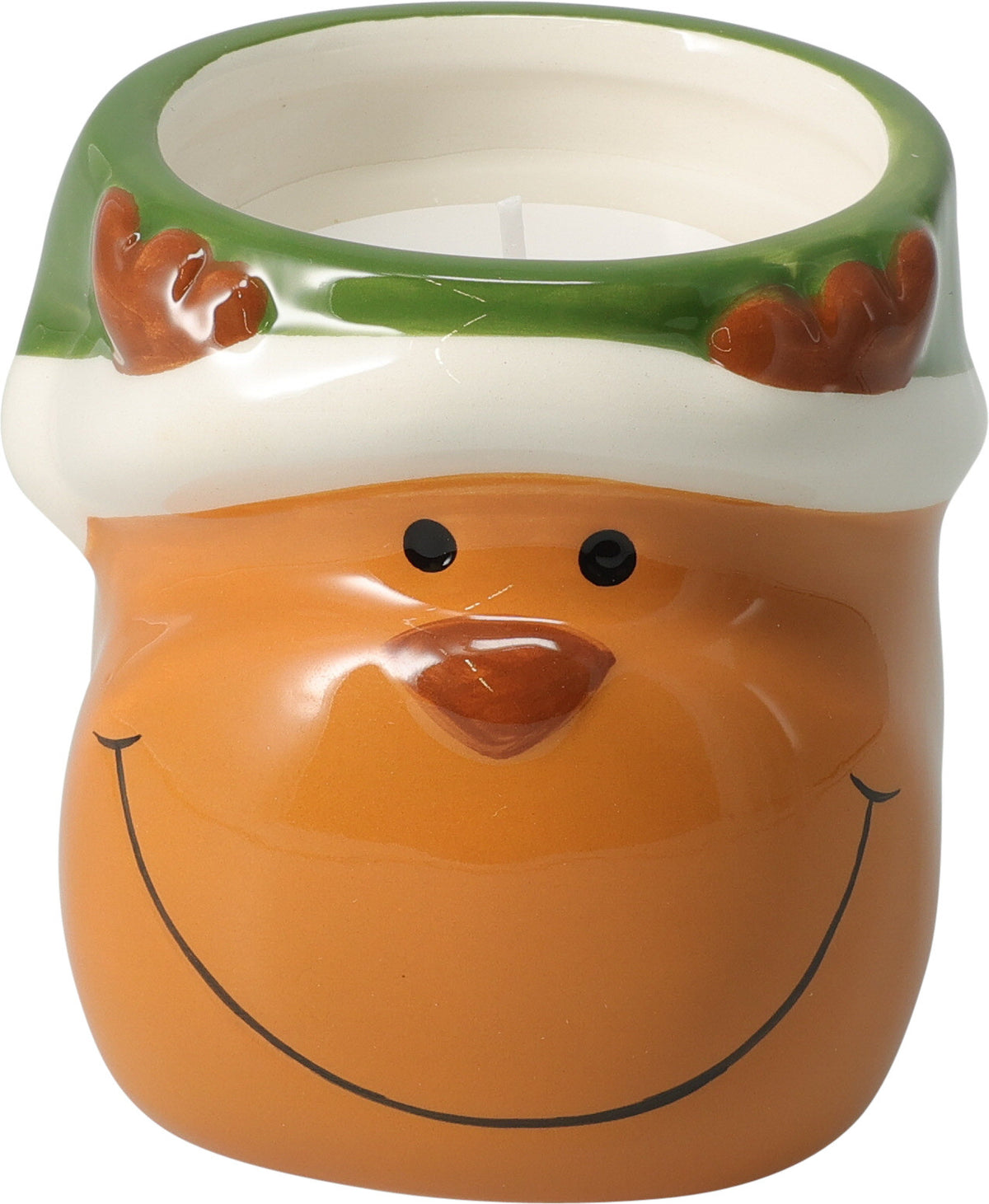 Candle in Xmas Figure Pot - Dolomite Figural Pot Candle 8.8x8.5x8.5 cm