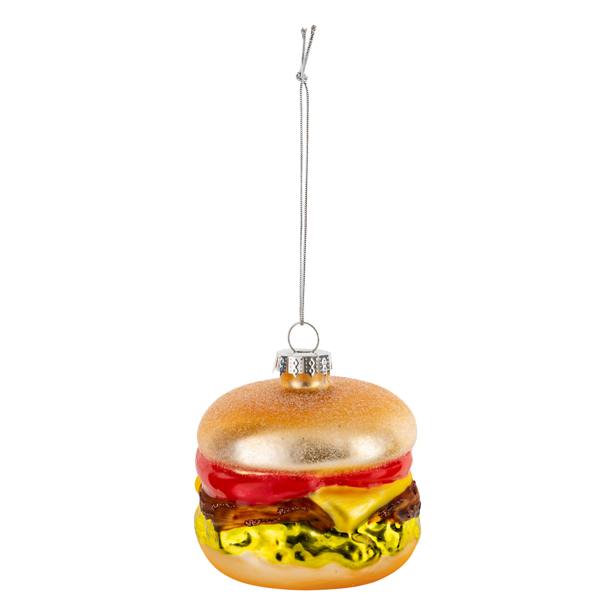 Glass Hamburger, 8 cm Diameter, Gold - Christmas Ornament