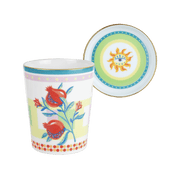 CUP WITH LID/SAUCER POMEGRANATE