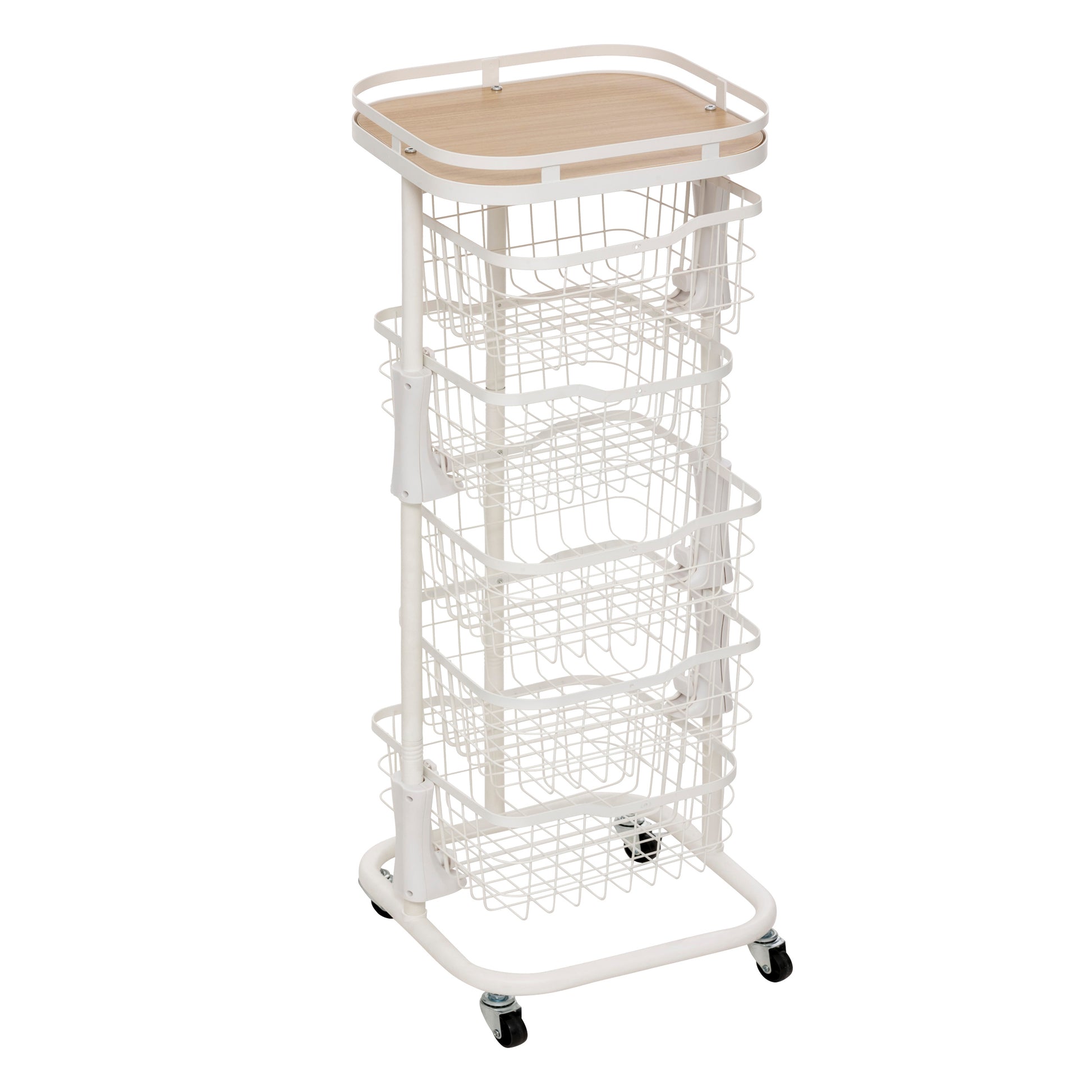 5-Basket Trolley Balm – Vertical Kitchen Storage with MDF Top
