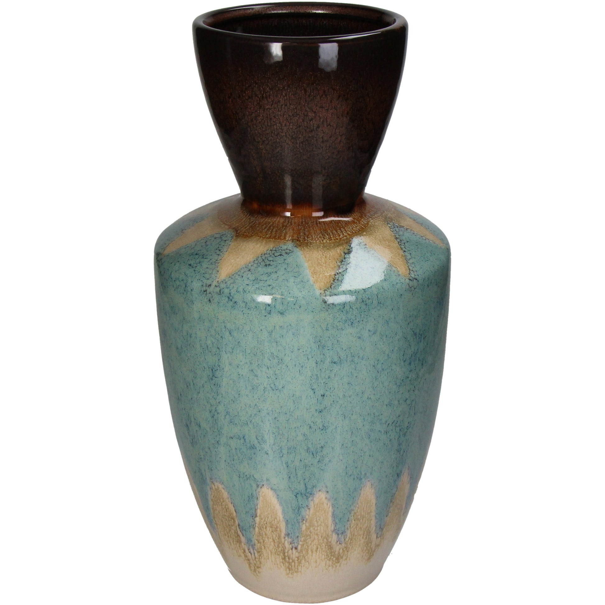 Vase Stoneware Blue Decorative Vitrified Home Accent 18x18x37cm