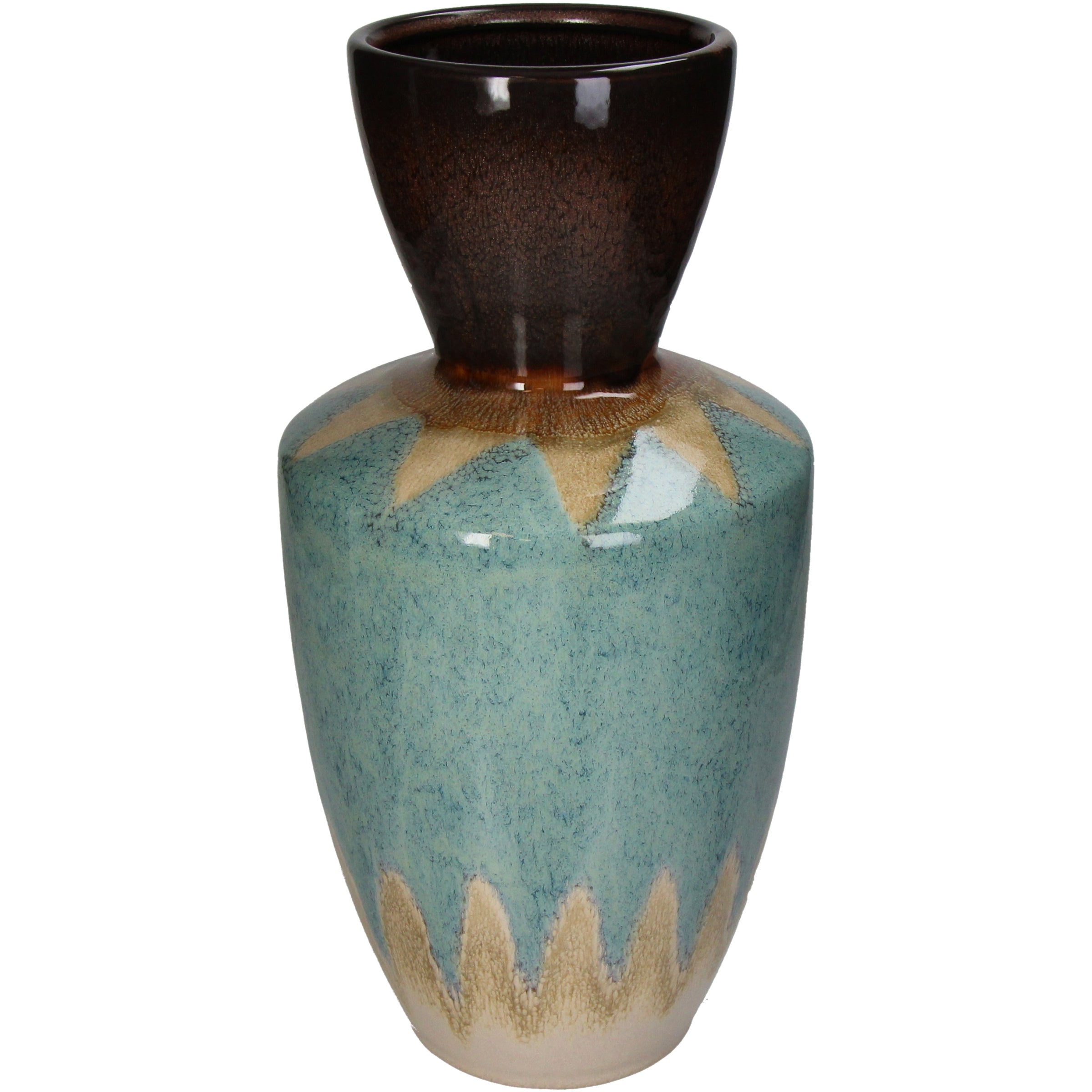 Vase Stoneware Blue Decorative Vitrified Home Accent 18x18x37cm