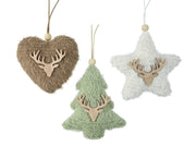 Figure Polyester Faux Fur Hanging Decorations - Heart Star Tree, 15x15x3.5 cm