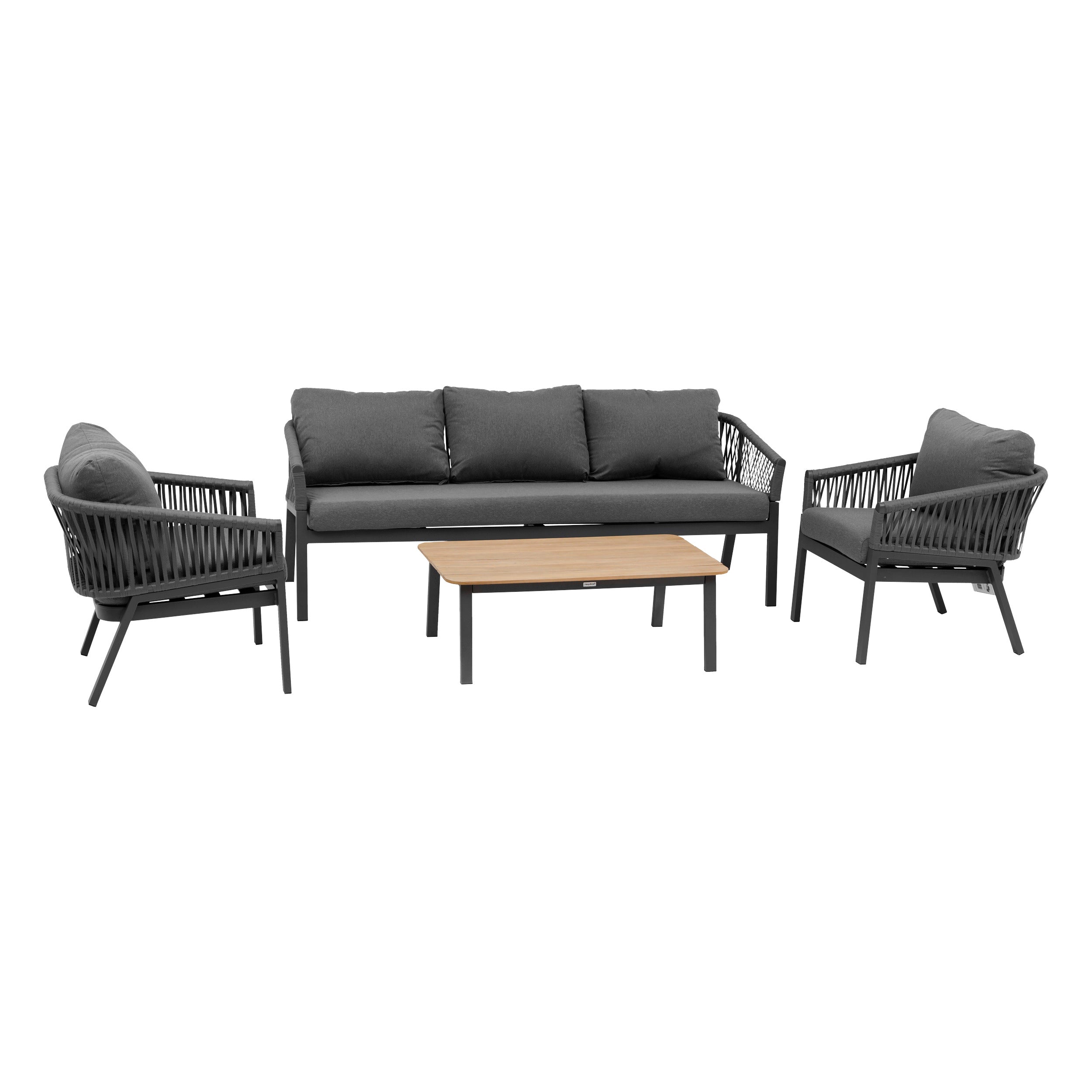 ORIENGO Sofa Set Outdoor Furniture, Removable Cushions, FSC Wood, 3 Pieces