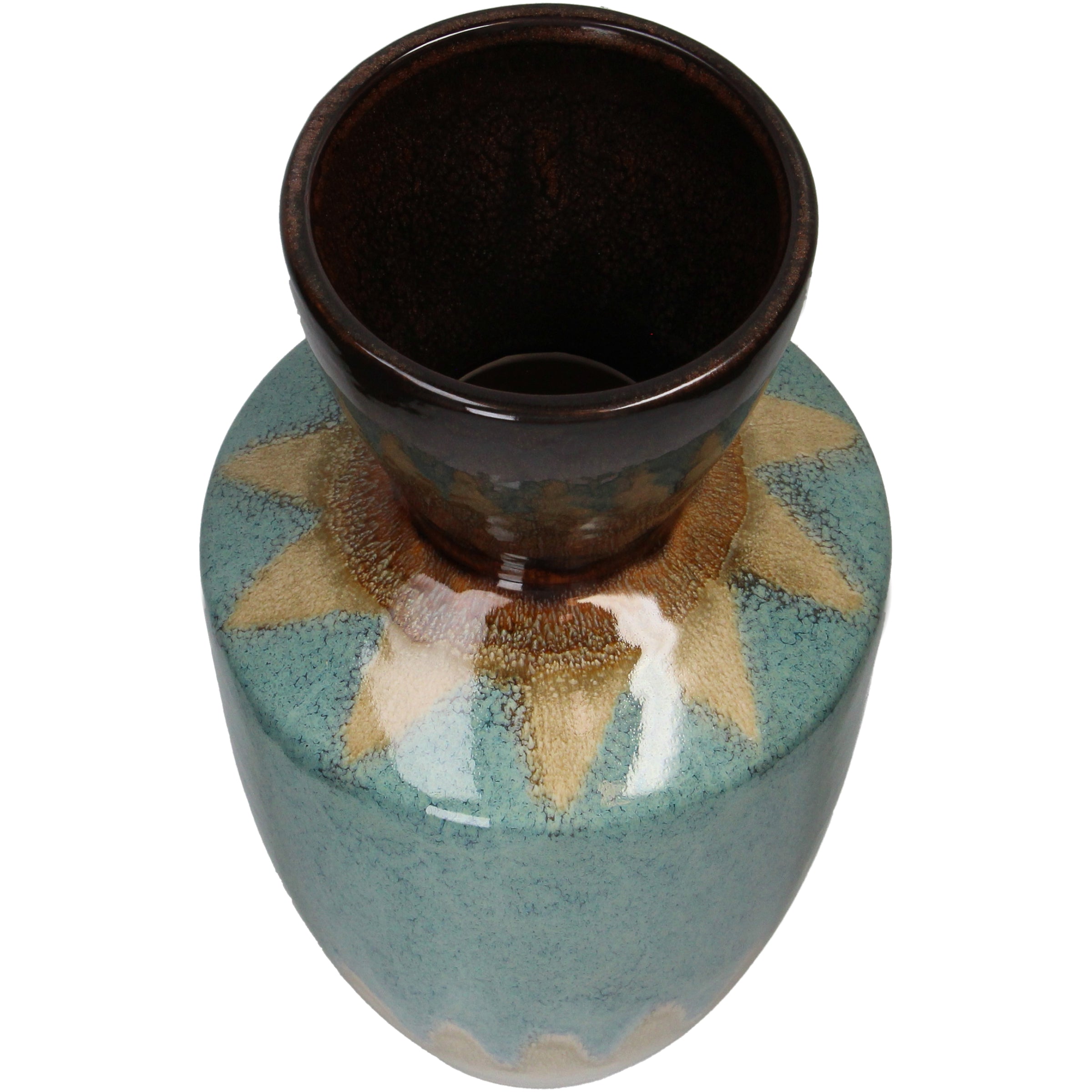 Vase Stoneware Blue Decorative Vitrified Home Accent 18x18x37cm