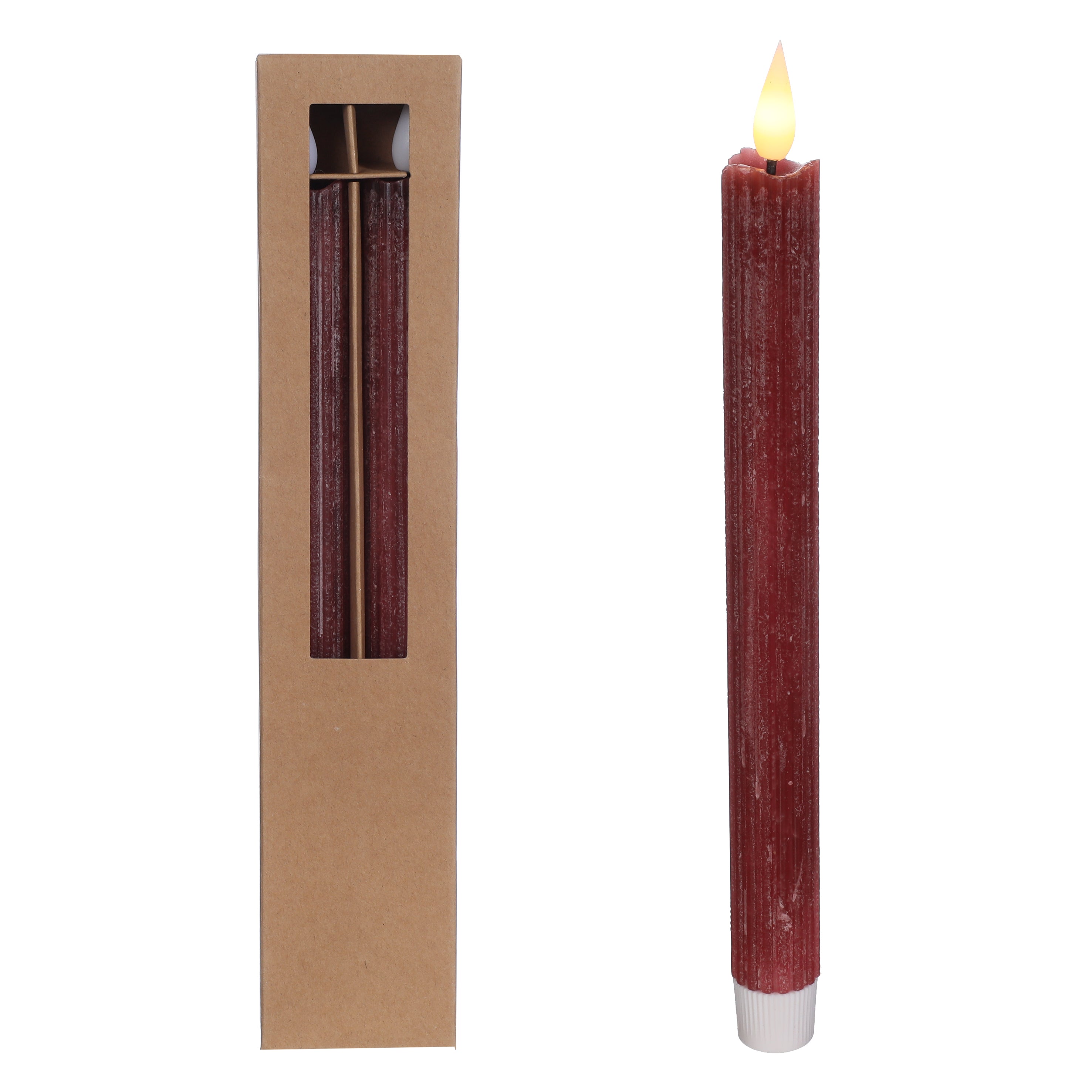 LED Pencil Candle Set of 2 pcs, Automatic Timer, Multiple Colors