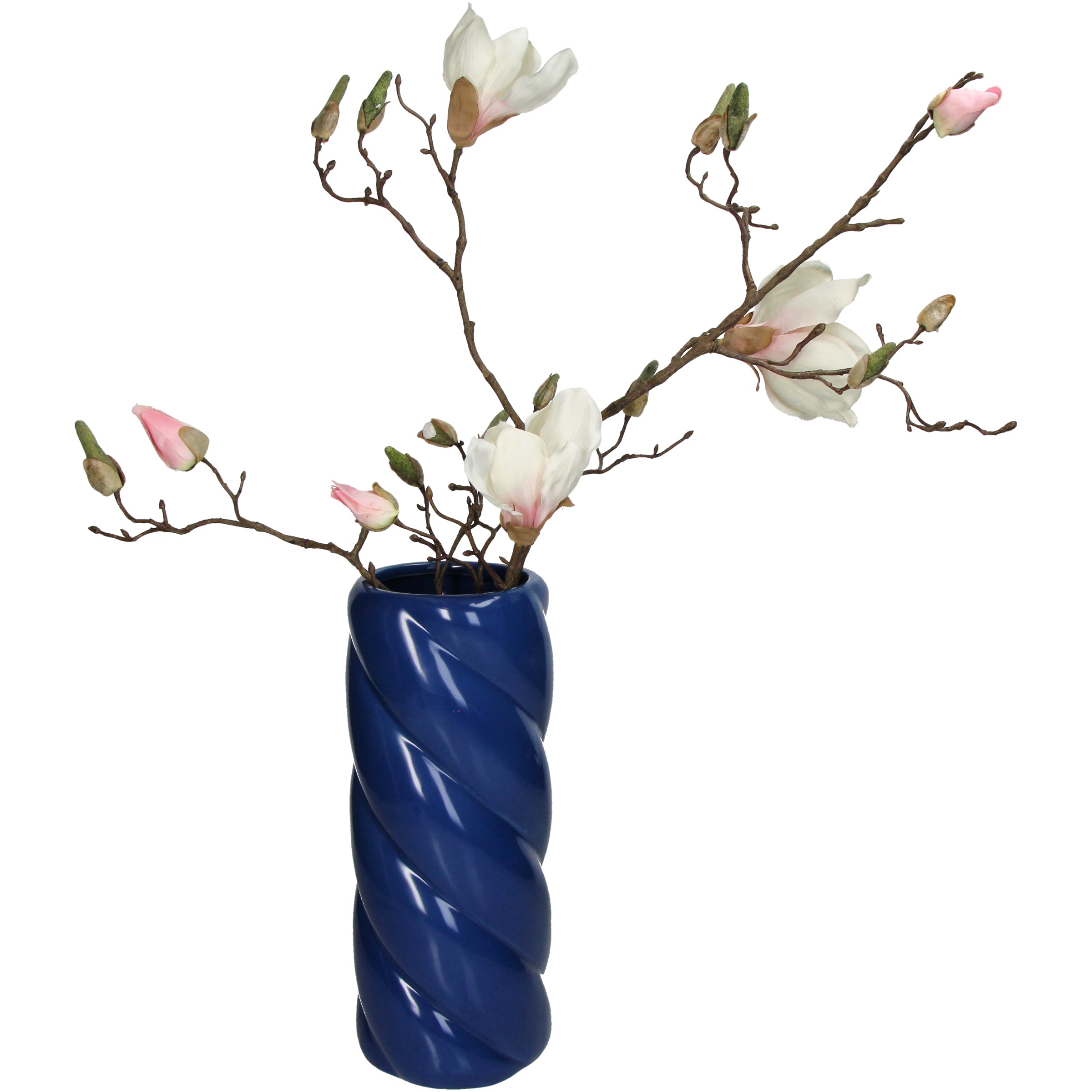 Planter Twisted Fine Earthenware Blue Ceramic Vase, 30.5 cm Decorative Accent