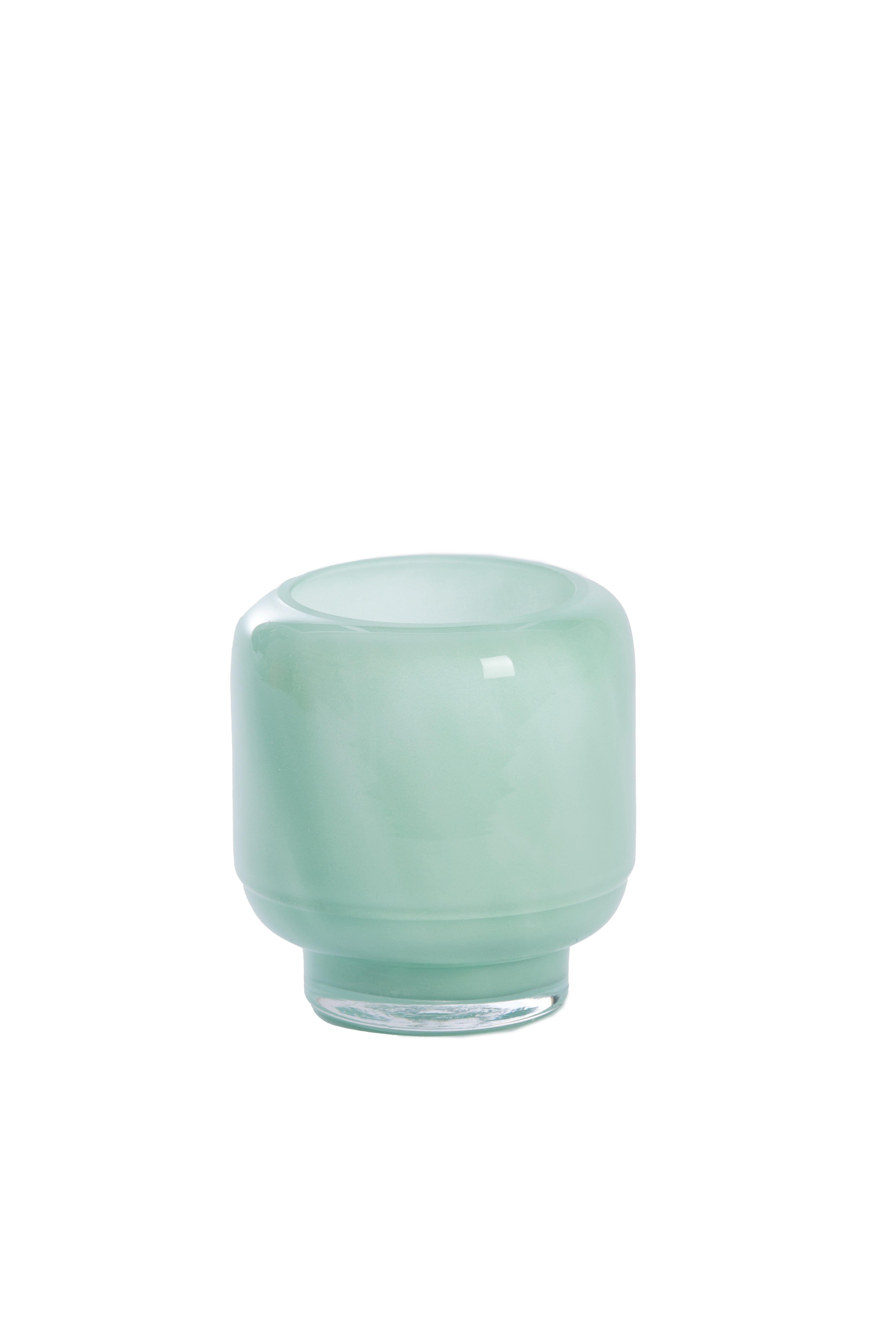 Tealight Glass Mint Green Candle Holder, Round Decorative Accent