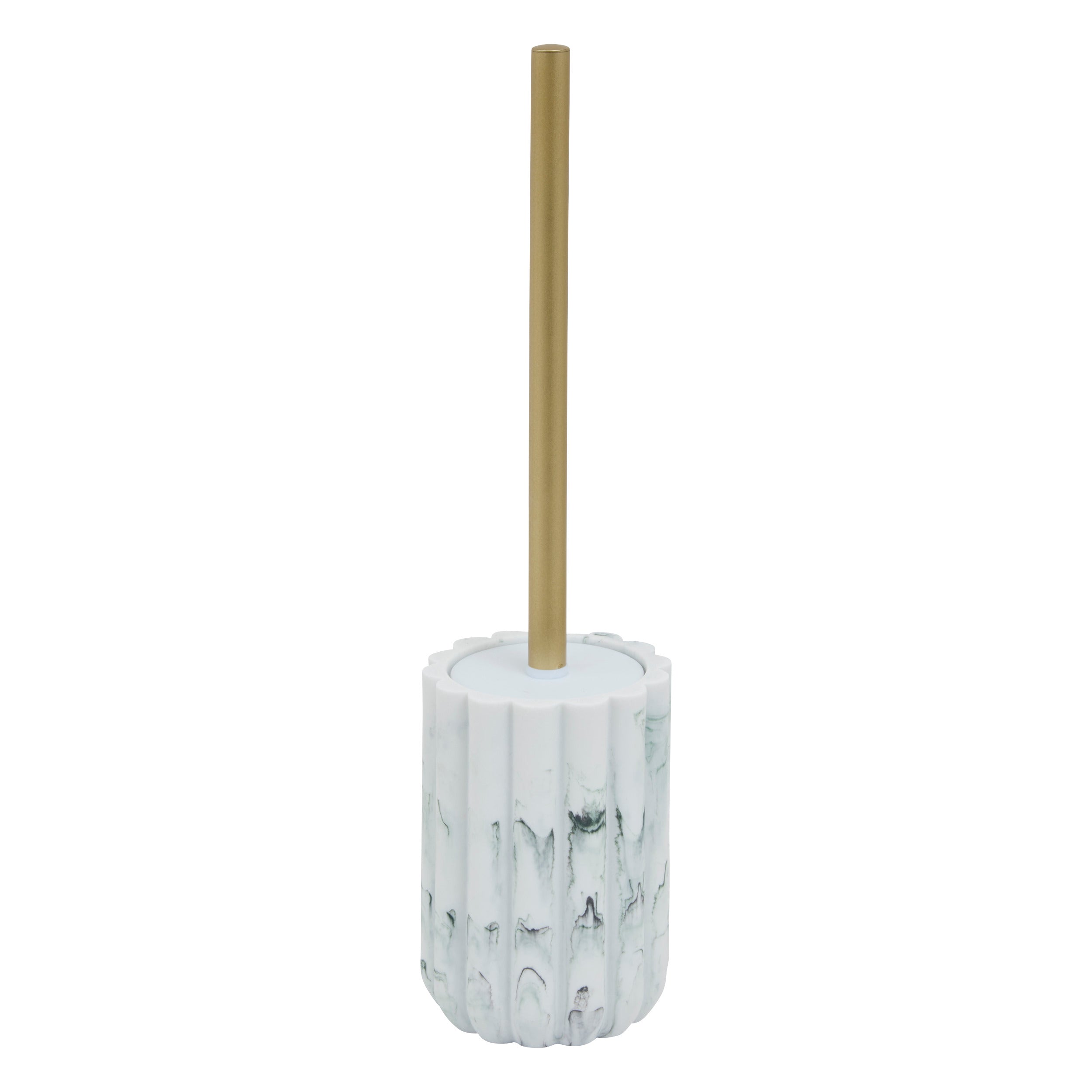 Marby Toilet Brush – Polyresin Marble-Effect Holder with Gold Handle