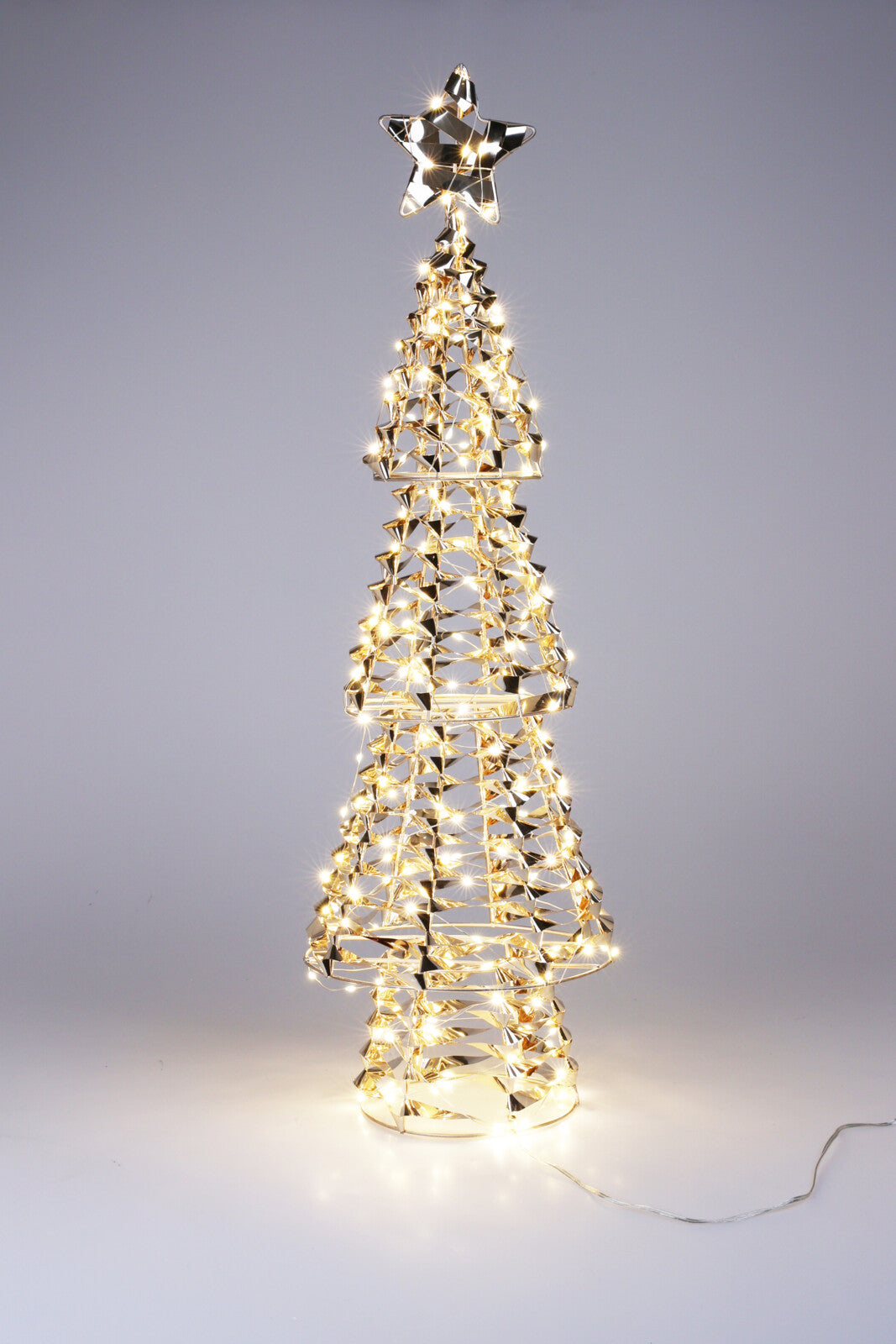 TREE METAL WARM WHITE MICRO LED - Gold Twisted PET/E-metal 21x21x68 cm