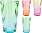 Drinking Glass Tumbler Set 6 pcs 470 ml Fluted Multicolor